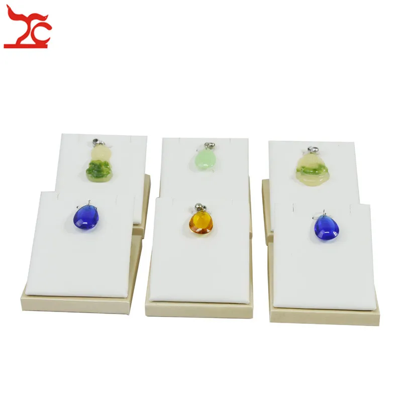 

Factory Sale 6Pcs White Jewelry Display Rack Fashion Gold PU Earrings Organizer Pendant Exhibition Display Holder Stand 7*8*5 cm