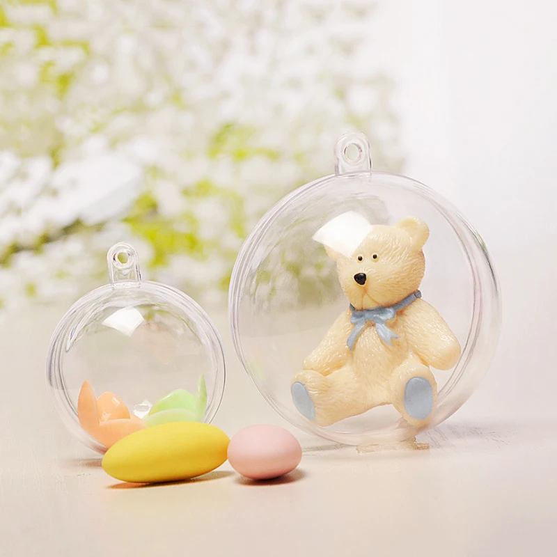 

5PCS Christmas Trees Decorations Ball Round Transparent Plastic Clear Hanging Ornament Gift Candy Box Packaging Display Boxes