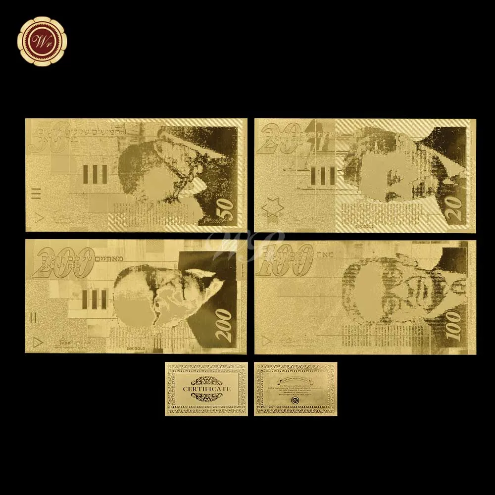 

Israel Polymer Banknotes Gold Set 20.50.100.200 For Home Decoration And Presents