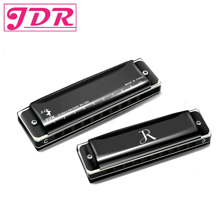 

JDR Diatonic Blues Harmonica Standard 10 Hole Harmonica With Case Key Of C for Blues Rock Jazz Folk Musical Instrument