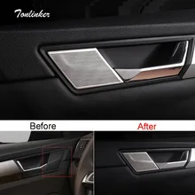 Tonlinker Della Copertura Autoadesivo Per SKODA SUPERB 2016-18 Car Styling 4 pz in acciaio inox maniglia Interna Della Porta Copertura Dell’altoparlante adesivi