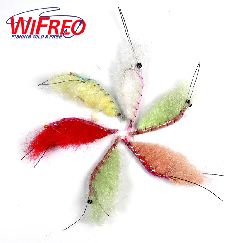 Wifreo 6PCS Artificial Shrimp Fly Saltwater Shrimp Bait / Lure for