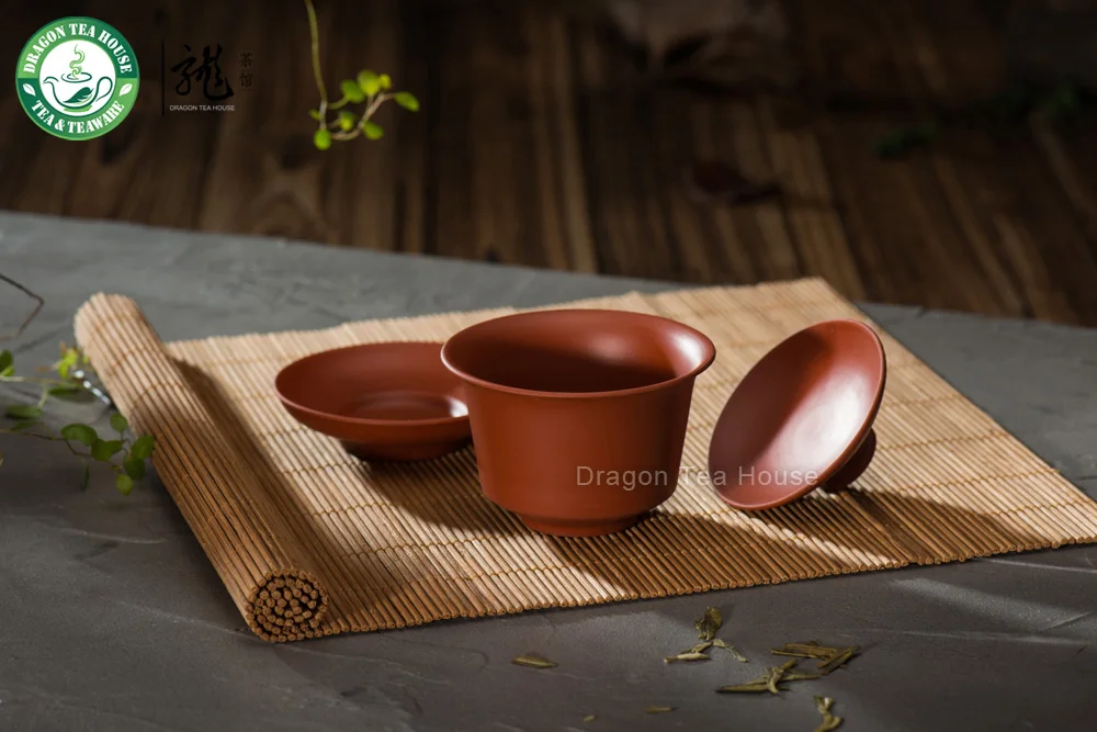 Red Pure Yixing Zisha Clay Chinese Gongfu Tea Gaiwan 100ml 3.38oz