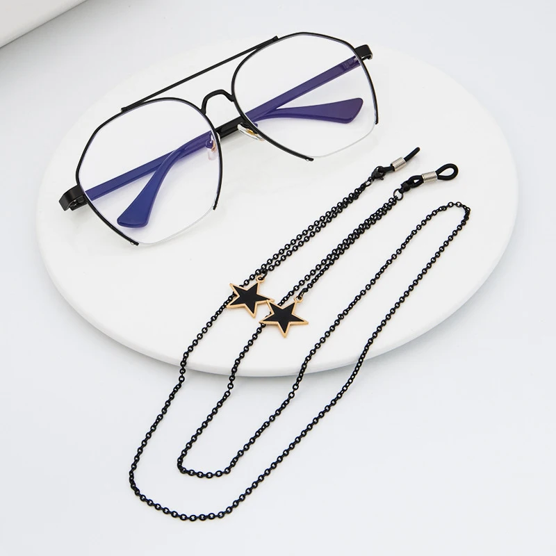 

Star Tassel Black Link Chain Eyeglasses Chains Sports Reading Glasses Sunglasses Strap Cord Holder Neck Headband Accessories