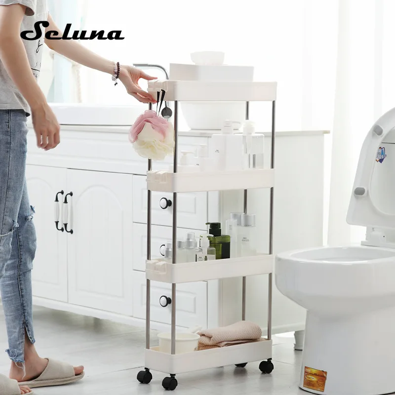 Acheter Glisser sur le chariot mince Rack 4 niveaux espace étroit rayonnage roulant garde manger étagères support rangement organisateur étagère sur roues cuisine