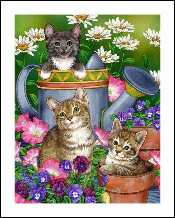 Cat And Flowers Embroidery