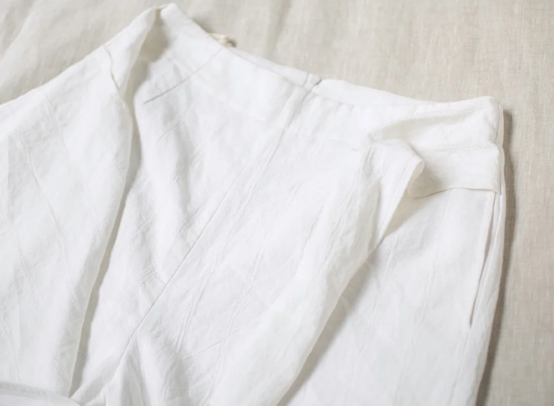 Avec Lin Et De Tissu Originaux Innovants Pantalon Rayé Foncé Femmes En Blanc Large Automne zUqR8