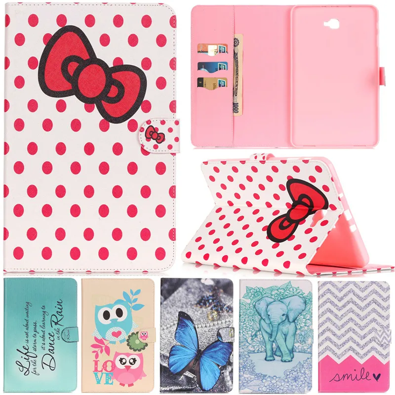 

Cute Cartoon Butterfly Elephant Bow Leather Flip Fundas Case For Samsung Galaxy Tab A A6 10.1" 2016 T585 T580 T580N Tablet Cover