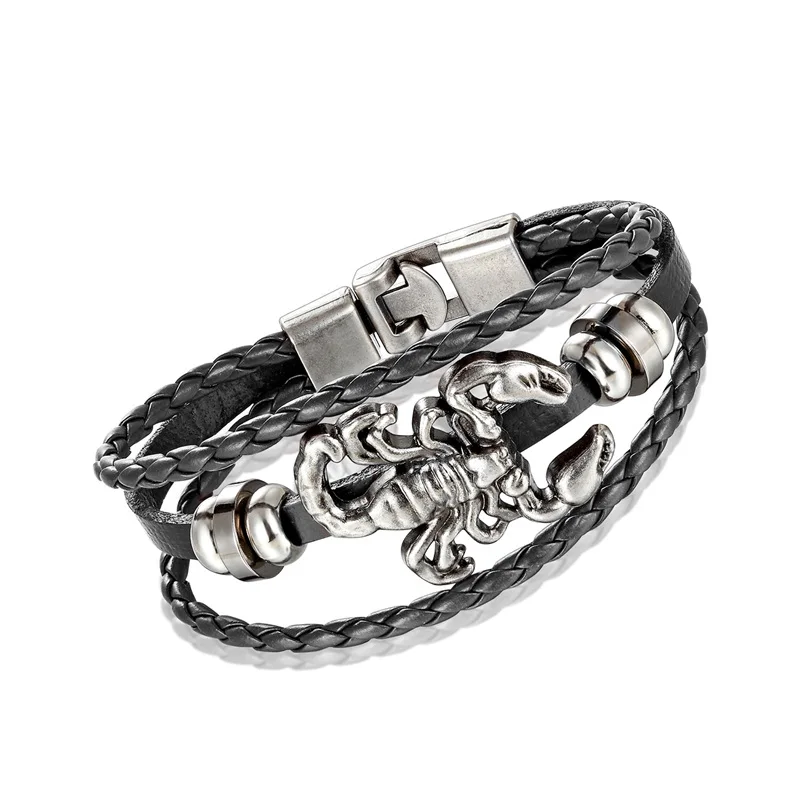 Janeyacy 2018 Vintage Scorpion Bracelet Women Multilayer Leather Bracelet Men’s Charm Hot Bracelet Bracelet Accessories Pulseras