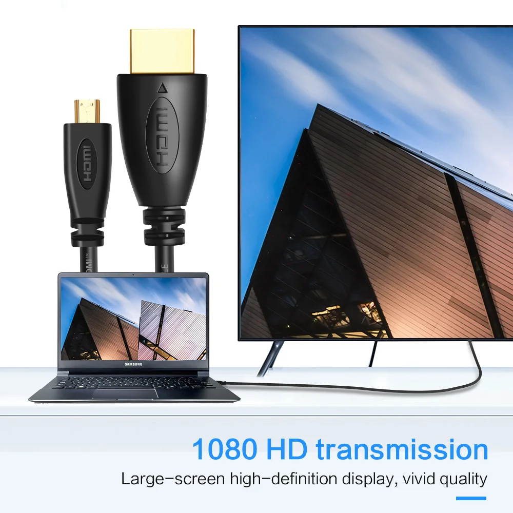 Высокая скорость разрешение Micro HDMI к HDMI кабель 1080P 3D Папа-папа адаптер позолоченный кабель для HDTV телефон ПК камера планшеты