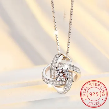 

2020 New Four Leaf Clover Choker Necklace Jewelry Flower 925 Silver Pendants Necklaces Chain Birthday Gift For Women
