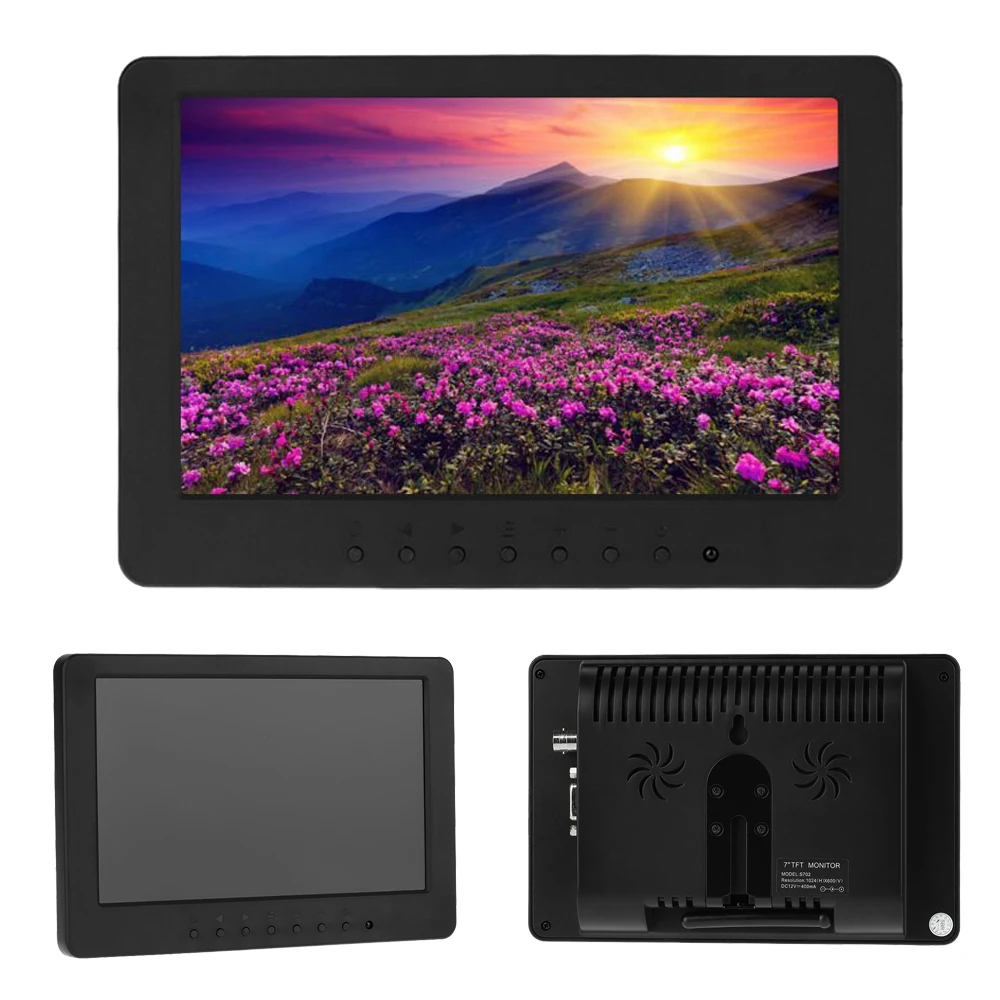 KKMOON S702 " TFT lcd монитор дисплей 1024*600 VGA AV YUV Аудио Видео для ПК DVD ТВ система видеонаблюдения мониторы автомобильный монитор Стайлинг автомобиля