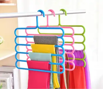 

Multi-purpose Plastic 5 Layers Pants Trousers Hanger Holder, Clothes Belt Tie Scarf Towels Storage Holder Organizer, 5 Pcs/Lot