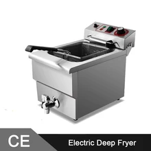 14L Unique Design Stainless Steel Deep Fat Fryer with Valve Tap and Lid
