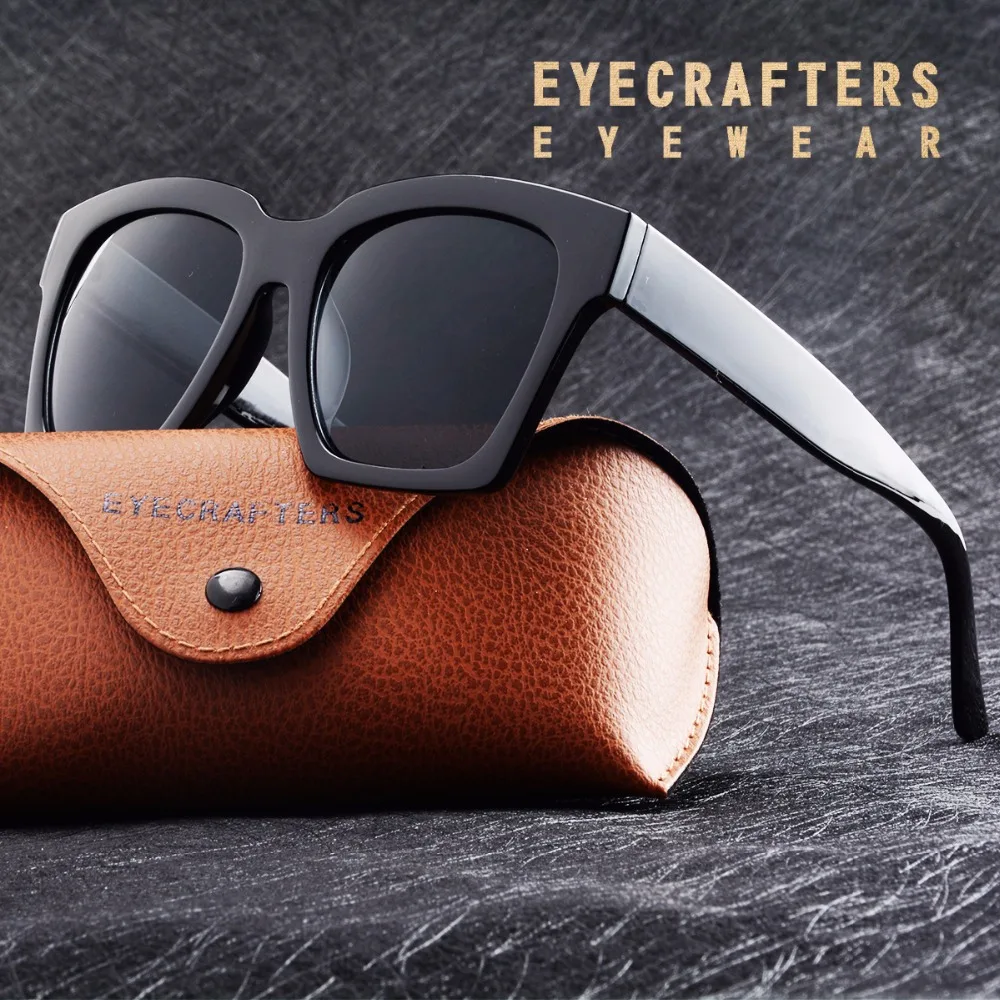 

Eyecrafters Fashion Female Luxury Brand Designer Womens Sunglasses Retro Vintage Ladies Square Mirrored Eyewear Shades Black