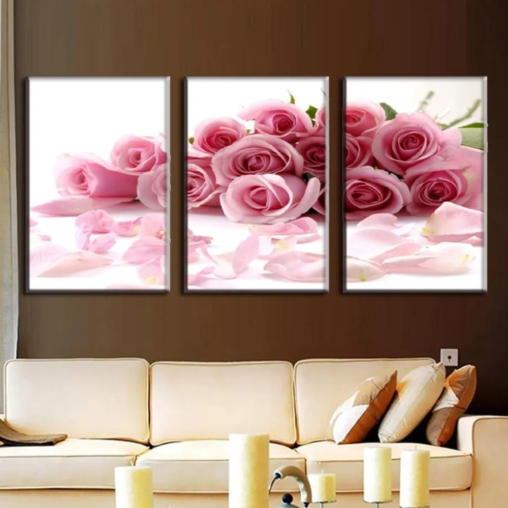 3 pieces high-definition print  Rose canvas painting poster and wall art living room picture  PF3-025 (3)