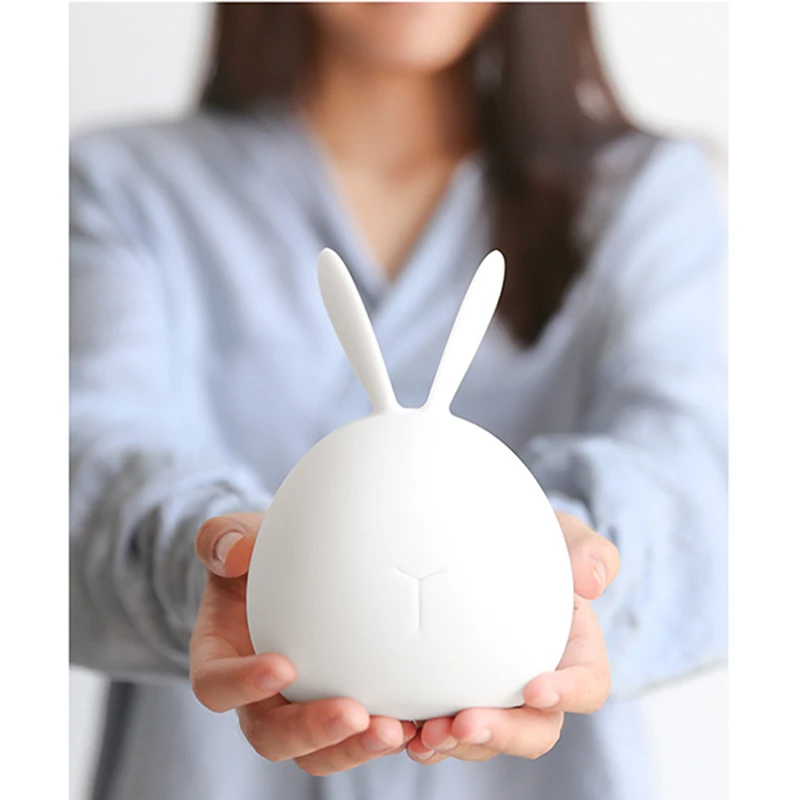  Bunny Night Light Nightlight Led Rechargeable Rabbit Night Lamp for Kids Children-White - 32856578690