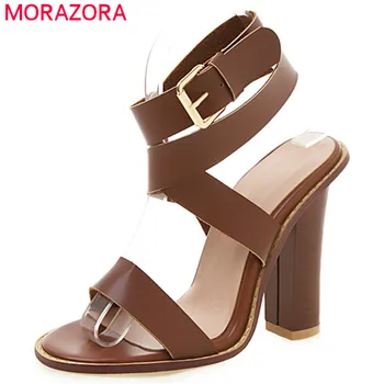 

MORAZORA 2019 plus size 48 women sandals solid colors summer shoes 12cm high heels shoes ladies rome party prom shoes woman