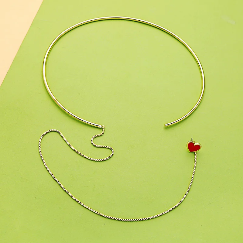BOB IGIULAI креативный 2 в 1 Torques женский красный сердце уши цепные Чокеры ожерелье s Открытие Torques модное эффектное ожерелье