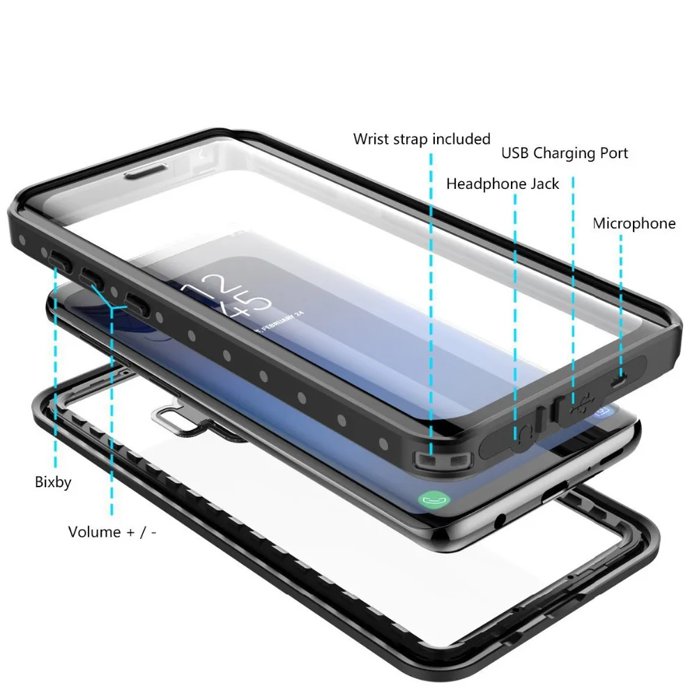 Водонепроницаемый чехол для Samsung Galaxy S9 S9plus ударопрочный грязезащитный полностью