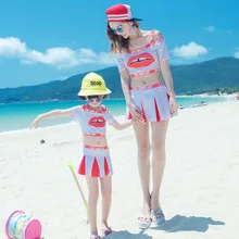 Соответствующие Семья купальники одежда летние пляжные губы одежда для мамы и дочки одежда для купания для девочек платье LOVE «Мама и я» Детские Купальник