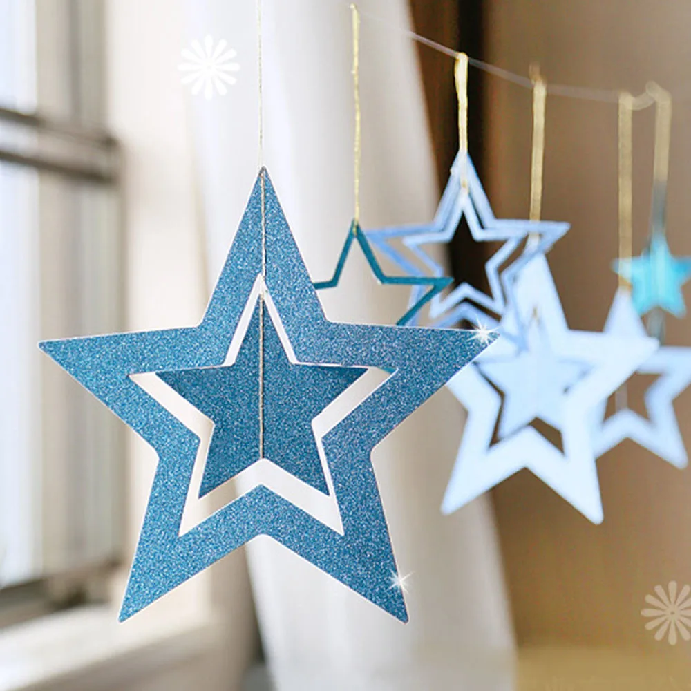 

Hollow Star Hanging Decorations Christmas Wedding Engagement New Year Home Decorations Scene Layout Hot Sale Paper Garland