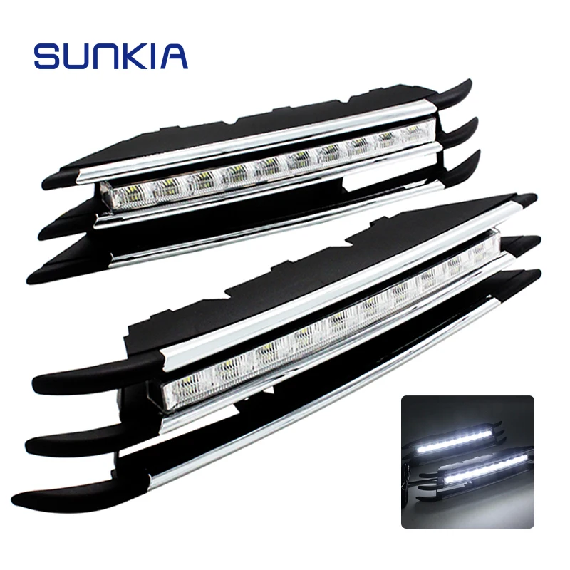 SUNKIA Specific Daytime Running Light LED Daylight For VW Touareg 2012 2013 2014 with Turn Signal & Dimmed Function DRL Lamp sunkia 2pcs set led daytime running light waterproof drl for chevrolet malibu 2012 2013 2014 drl fog lamp modify turn signal