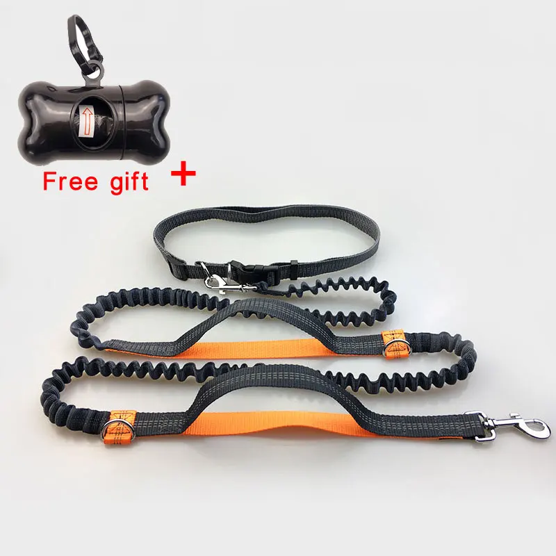 Hands Free поводок для бега собаки с карманом на талии регулируемый пояс амортизирующий банджи - Цвет: Orange