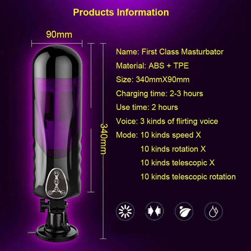  Electric Piston Male Masturbator Automatic Vibrator 10 Kind Rotation Telescopic Smart Voice Masturb - 32828040225