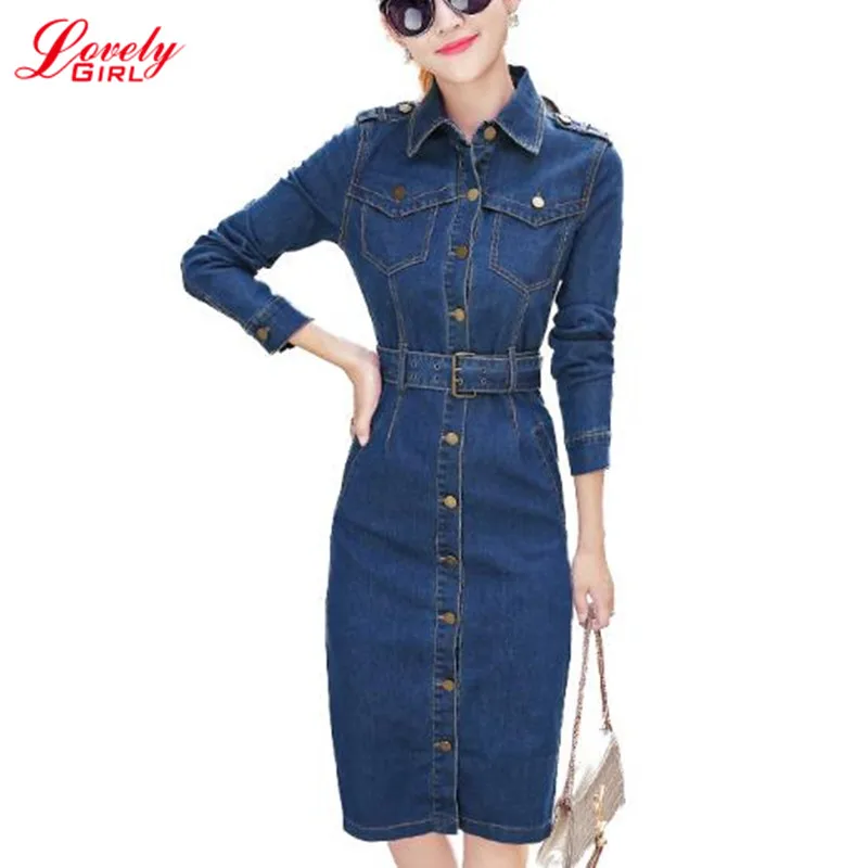 Denim Dress 2018 Spring New Fashion Long Sleeve Bodycon Ladies Jeans ...