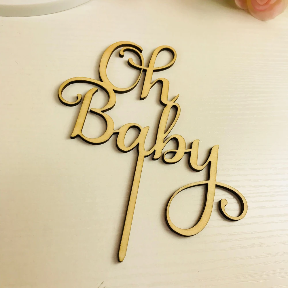 Oh Baby Cake Topper ,  wooden  Acrylic Cake Topper Commemorative topper ,for Baby Shower Cake Decoration Supplies (3)