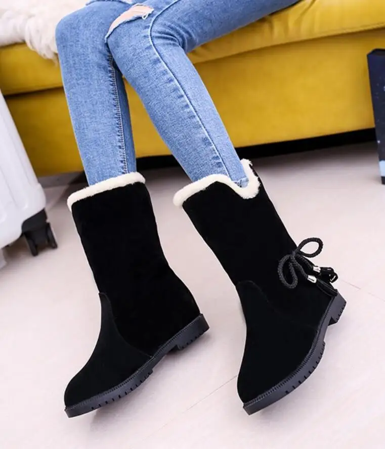 Botas mujer invierno/Брендовые женские сапоги, женская зимняя обувь, женские теплые зимние сапоги на меху, модные сапоги на плоской подошве, черные, коричневые сапоги