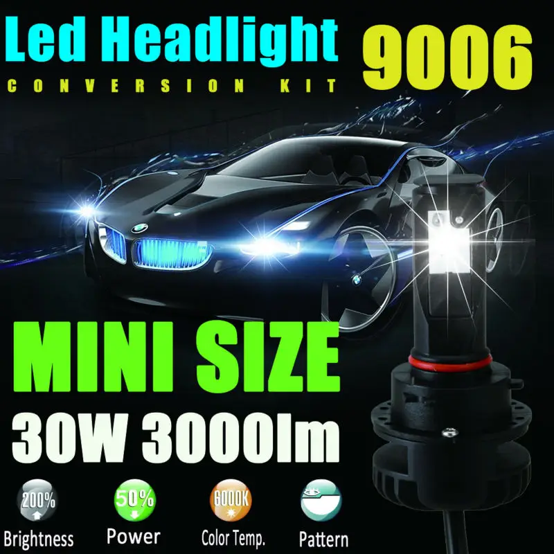 9006 HB4 High Power LED Lights Bulbs 3000LM 30W DRL Fog Lights Low Beam