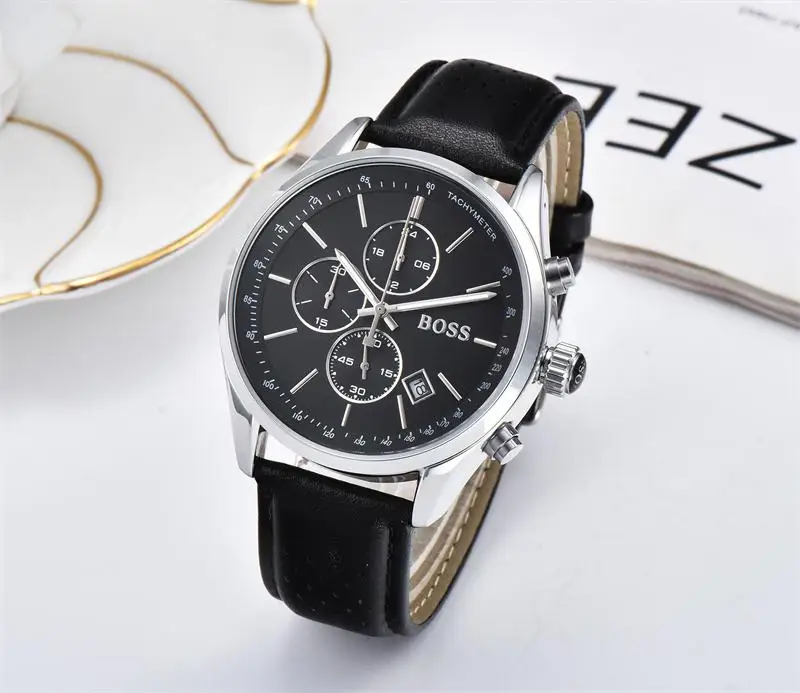 

2019 High Quality BOSS Brand quartz wrist Watch for Men Multifunction style stainless steel Calendar Date Watches Small dials