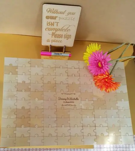 personalized wooden rustic puzzle wedding guest books Alternative signature guestbooks with sign board party photo props
