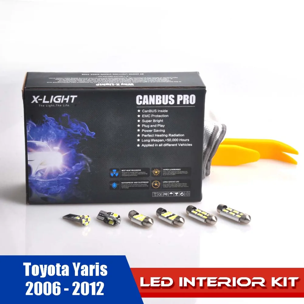 

9pcs Error Free Xenon White Premium Interior Reading Light LED Kit for 2006 - 2012 Toyota Yaris WITH Installation Tool 5630SMD