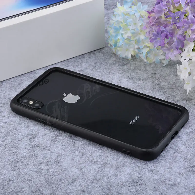 Тонкий Матовый Бампер рамка для iphone 8 7 P 6 6S Plus Xs Max Xr X Двухцветный Мягкий Резиновый ТПУ противоударный защитный чехол - Цвет: Black