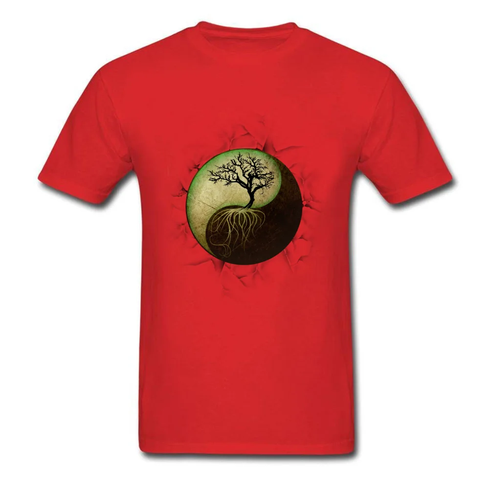 Tees Ying Yang Tree Top T-shirts Summer/Fall Funny Normal Short Sleeve 100% Cotton O-Neck Mens Top T-shirts Normal Ying Yang Tree red