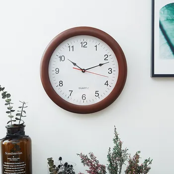 

Design Mute Living Room Decoration Fashion Mute Wall Clocks Quartz Family Wooden Gift 2018 Fashion European Wall Clock Modern