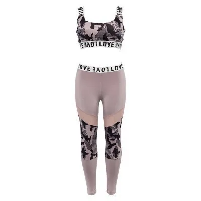 SNUGUG Camo Sportswear Woman Gym Sports Fitness Suit Female Dry Fit Sport Set Camouflage Tracksuit Workout Clothes Women - Цвет: Pink Camouflage