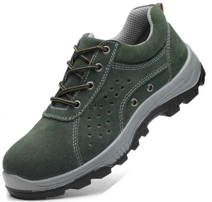 Cyabmoz/размеры 38-50; Мужская дышащая защитная обувь со стальным носком; устойчивые к прокалыванию рабочие ботинки с нескользящей подошвой; Рабочая страховая обувь - Цвет: gray hole