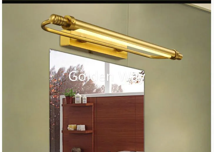 54 سنتيمتر/66 سنتيمتر مصباح للماء الرجعية البرونزية مجلس الوزراء الغرور مرآة الحمام مرآة أضواء 100% النحاس الجدار مصباح led ضوء الجدار مصباح