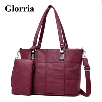 

Glorria 2019 Luxury Composite Leather Handbags Women's Plaid Shoulder Messenger Bag Women Big Crossbody Tote Purse Bags Bolsa