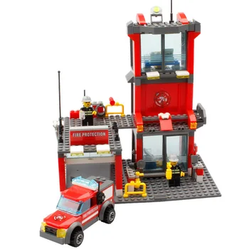 

300PCS City Fire Station Building Blocks Sets Firefighter Figures Creator Bricks Playmobil Toys