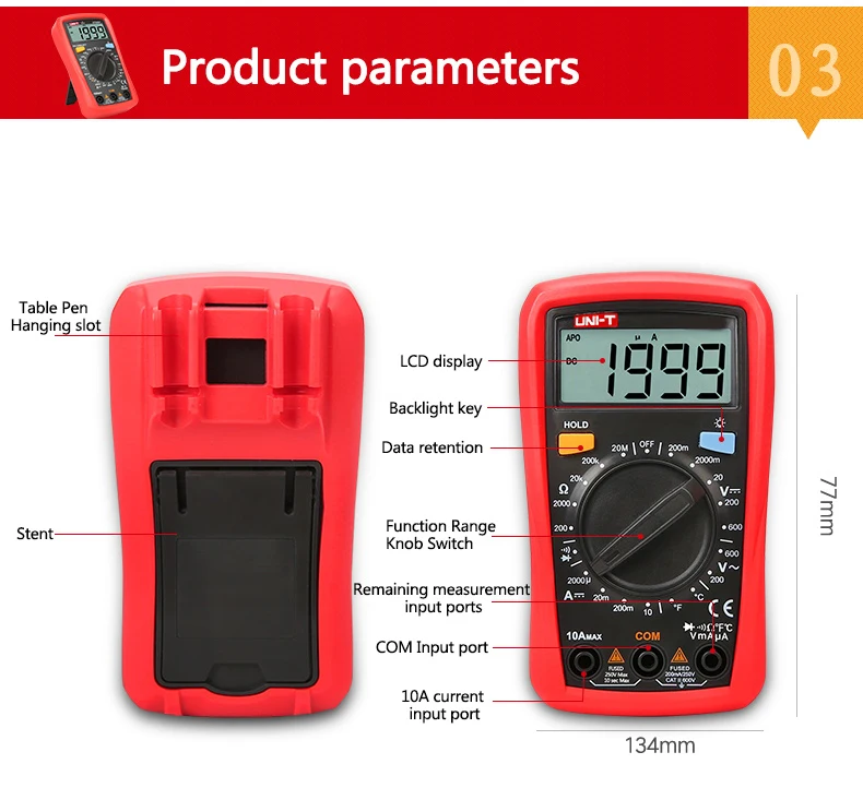 UNI-T UT33A+ UT33B+ UT33C+ UT33D+ цифровой мультиметр AC DC Ток Сопротивление+ 2mF емкость NCV тестер с ЖК-подсветкой