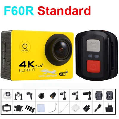 F60/F60R 4K Wifi Экшн-камера 16MP 170D Sport DV 30M Go Водонепроницаемая Pro Экстремальная Спортивная камера видео велосипед шлем камера для автомобиля DVR - Цвет: Yellow