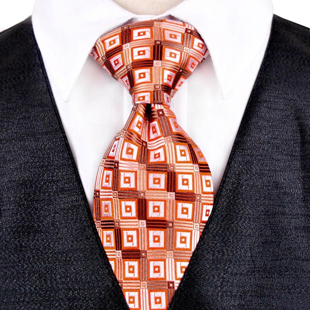 

Geometric Checked Striped Multicolor Blue Pink Red Black Yellow Mens Tie Necktie 100% Silk Jacquard Woven Handmade Casual Formal