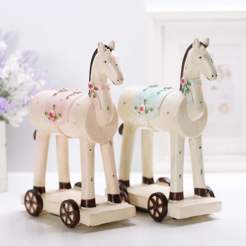 

Northern Europe Rural Trojan Model Pastoral Resin Horse Figurines Artificial Home Decor Birthday Gifts