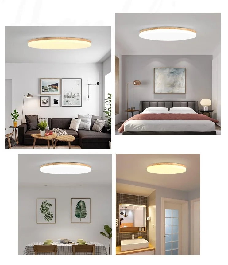 LuKLoy современное деревянное светодиодное потолочное крепление светильник потолочный светильник с объективом светодиодный, большой угол луча супер тонкий 5 см для гостиной спальни