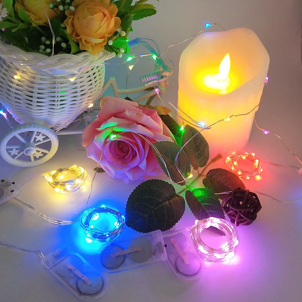 

New 1M 2M 5M Battery Operated LED Copper Wire String Lights for Xmas Garland Party Wedding Decoration Christmas Fairy Lights